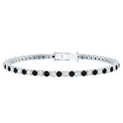 Prong Set Certified Lab Grown Black and White Diamond Tennis Bracelet