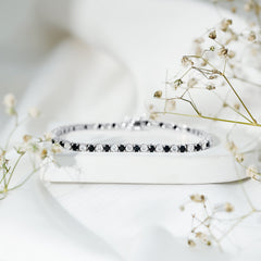 Prong Set Certified Lab Grown Black and White Diamond Tennis Bracelet