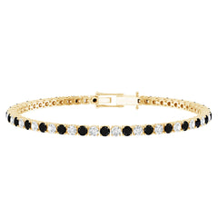 Prong Set Certified Lab Grown Black and White Diamond Tennis Bracelet