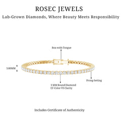 Certified Lab Grown Classic Round Diamond Tennis Bracelet