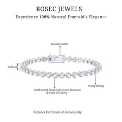 Certified Lab Grown Classic Round Diamond Bridal Tennis Bracelet