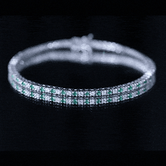 Certified Lab Grown Diamond and Emerald Wedding Tennis Bracelet