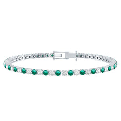 Certified Lab Grown Diamond and Emerald Wedding Tennis Bracelet