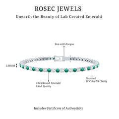Certified Lab Grown Diamond and Emerald Wedding Tennis Bracelet
