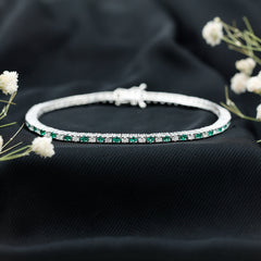 Certified Lab Grown Diamond and Emerald Wedding Tennis Bracelet