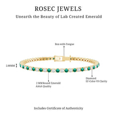 Certified Lab Grown Diamond and Emerald Wedding Tennis Bracelet