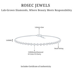 Certified Lab Grown Bezel Set Diamond Eternity Chain Bracelet