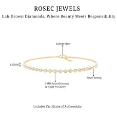 Certified Lab Grown Bezel Set Diamond Eternity Chain Bracelet