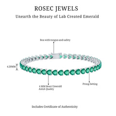 Lab Grown Emerald Heart Tennis Bracelet