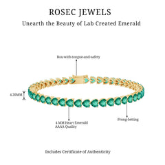 Lab Grown Emerald Heart Tennis Bracelet