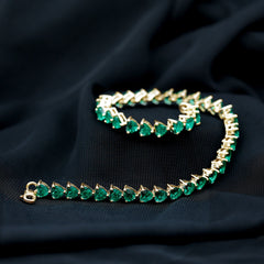 Lab Grown Emerald Heart Tennis Bracelet
