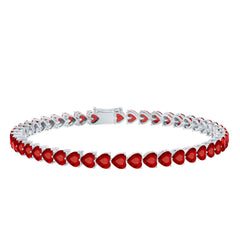 Heart Shape Lab Grown Ruby Tennis Bracelet