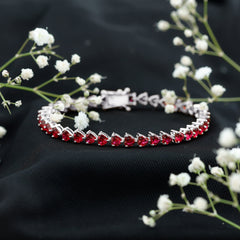 Heart Shape Lab Grown Ruby Tennis Bracelet