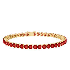 Heart Shape Lab Grown Ruby Tennis Bracelet