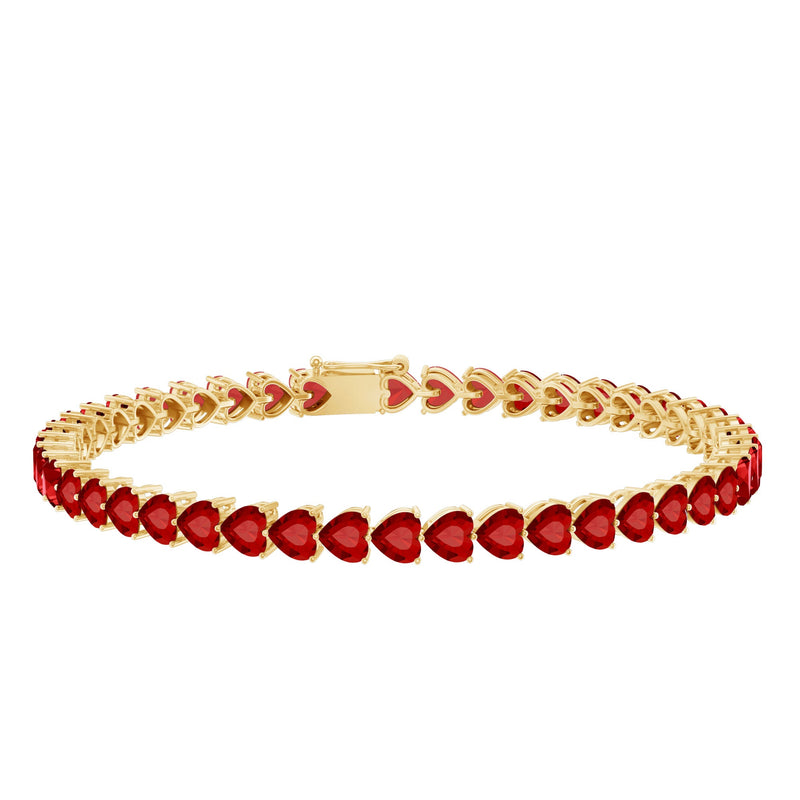 Heart Shape Lab Grown Ruby Tennis Bracelet