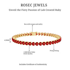 Heart Shape Lab Grown Ruby Tennis Bracelet
