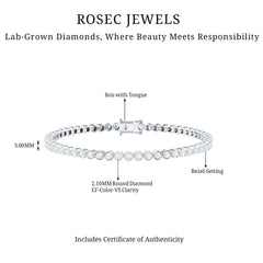 Certified Bezel Set Lab Grown Diamond Tennis Bracelet