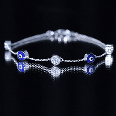 Lab Grown Bezel Set Diamond Evil Eye Bracelet