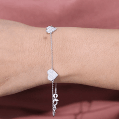 Pave Set Lab Grown Diamond Heart Bracelet for Women