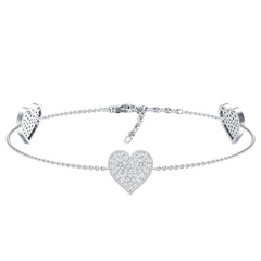 Pave Set Lab Grown Diamond Heart Bracelet for Women