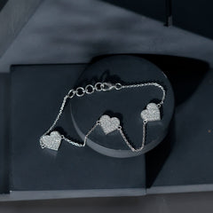 Pave Set Lab Grown Diamond Heart Bracelet for Women