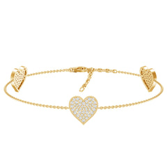 Pave Set Lab Grown Diamond Heart Bracelet for Women