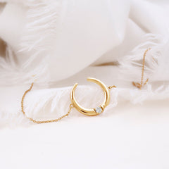 Certified Diamond Moon Chain Bracelet