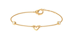 Bezel Set Diamond Heart Chain Bracelet