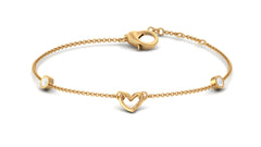 Bezel Set Diamond Heart Chain Bracelet
