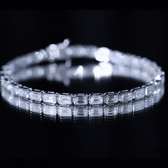 Emerald Cut 3X5 MM Lab Grown Diamond Tennis Bracelet in Bezel Setting