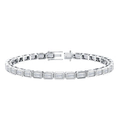 Emerald Cut 3X5 MM Lab Grown Diamond Tennis Bracelet in Bezel Setting