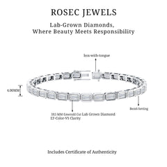 Emerald Cut 3X5 MM Lab Grown Diamond Tennis Bracelet in Bezel Setting