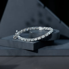 Emerald Cut 3X5 MM Lab Grown Diamond Tennis Bracelet in Bezel Setting