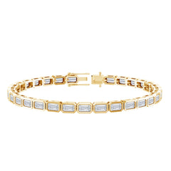 Emerald Cut 3X5 MM Lab Grown Diamond Tennis Bracelet in Bezel Setting