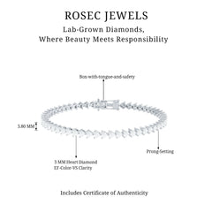 Lab Grown Diamond Heart Tennis Bracelet for Wedding