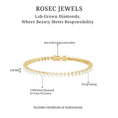 Lab Grown Diamond Heart Tennis Bracelet for Wedding