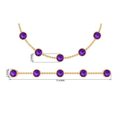 Bezel Set 4 Carat Amethyst Station Chain Bracelet for Women