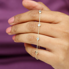 Bezel Set Aquamarine Station Bracelet for Women