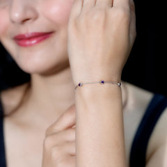Real Amethyst Chain Bracelet in Bezel Setting