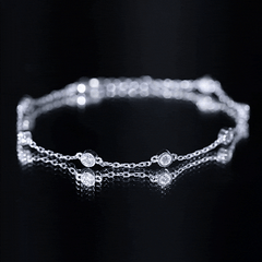 Round Cut Certified Moissanite Chain Bracelet in Bezel Setting