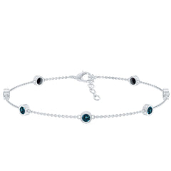 Bezel Set London Blue Topaz Station Chain Bracelet
