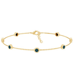 Bezel Set London Blue Topaz Station Chain Bracelet