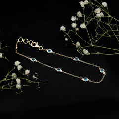 Bezel Set London Blue Topaz Station Chain Bracelet