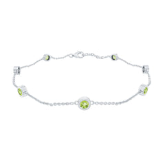 Bezel Set Seven Stone Peridot Station Bracelet