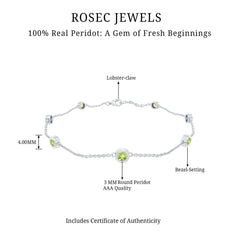 Bezel Set Seven Stone Peridot Station Bracelet