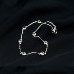 Bezel Set Seven Stone Peridot Station Bracelet