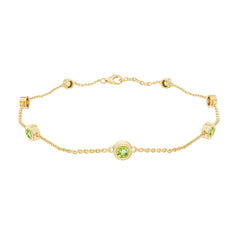 Bezel Set Seven Stone Peridot Station Bracelet