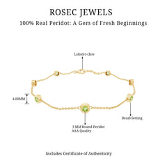 Bezel Set Seven Stone Peridot Station Bracelet