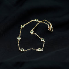 Bezel Set Seven Stone Peridot Station Bracelet