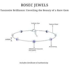 Certified Natural Tanzanite Chain Bracelet for Her
